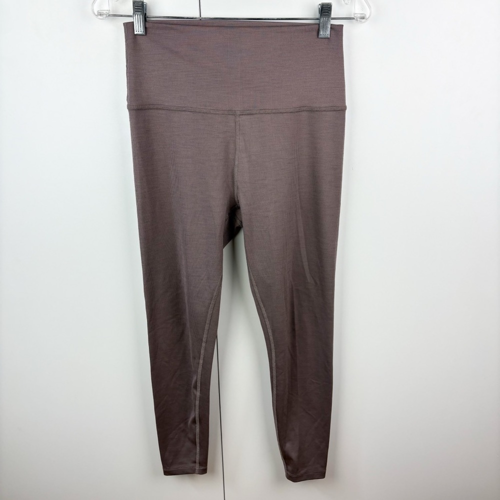 Beyond Yoga Impulse Ribbed Legging Woodland Large Purple Tan Yoga Athletic Gym